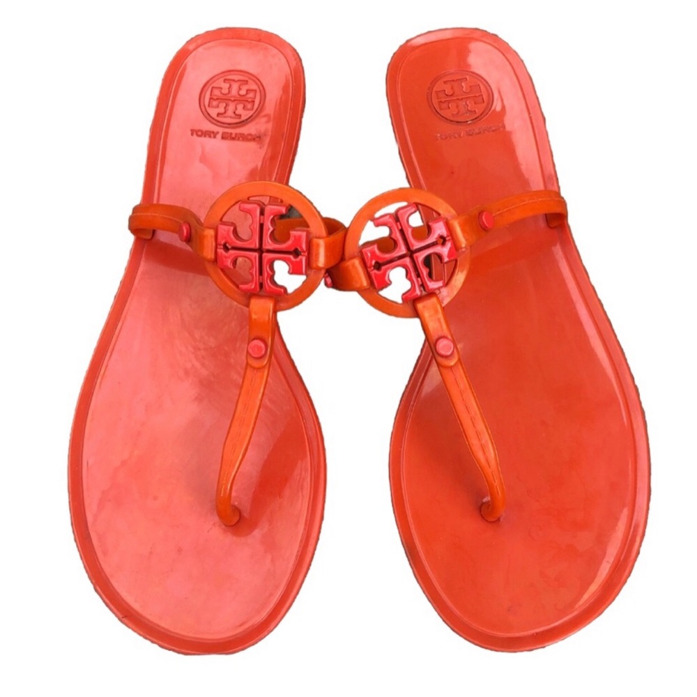 Tory Burch Orange Miller Jelly Thong Sandals. Size 7.